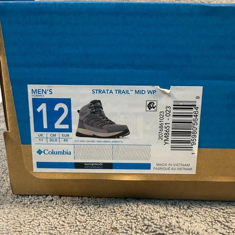 Columbia Strata Trail Mid WP Men's Sz‎ 12 Gray
